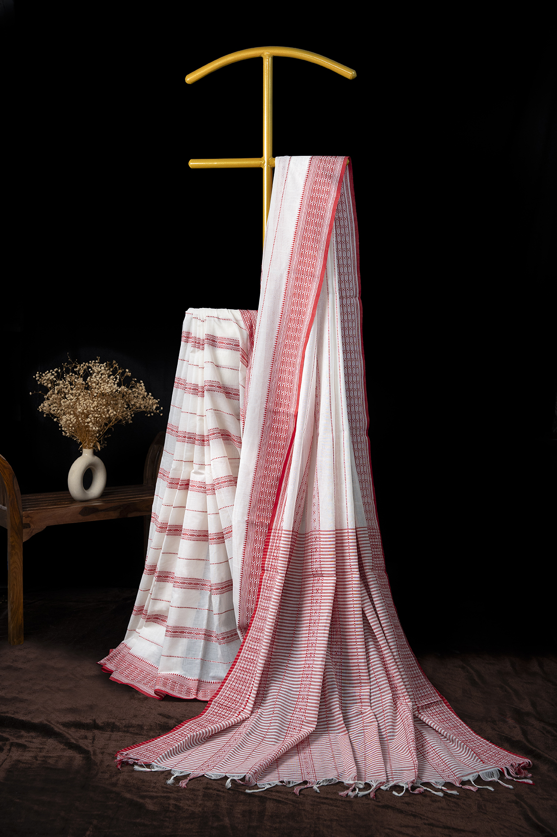 Off White & Black Saree