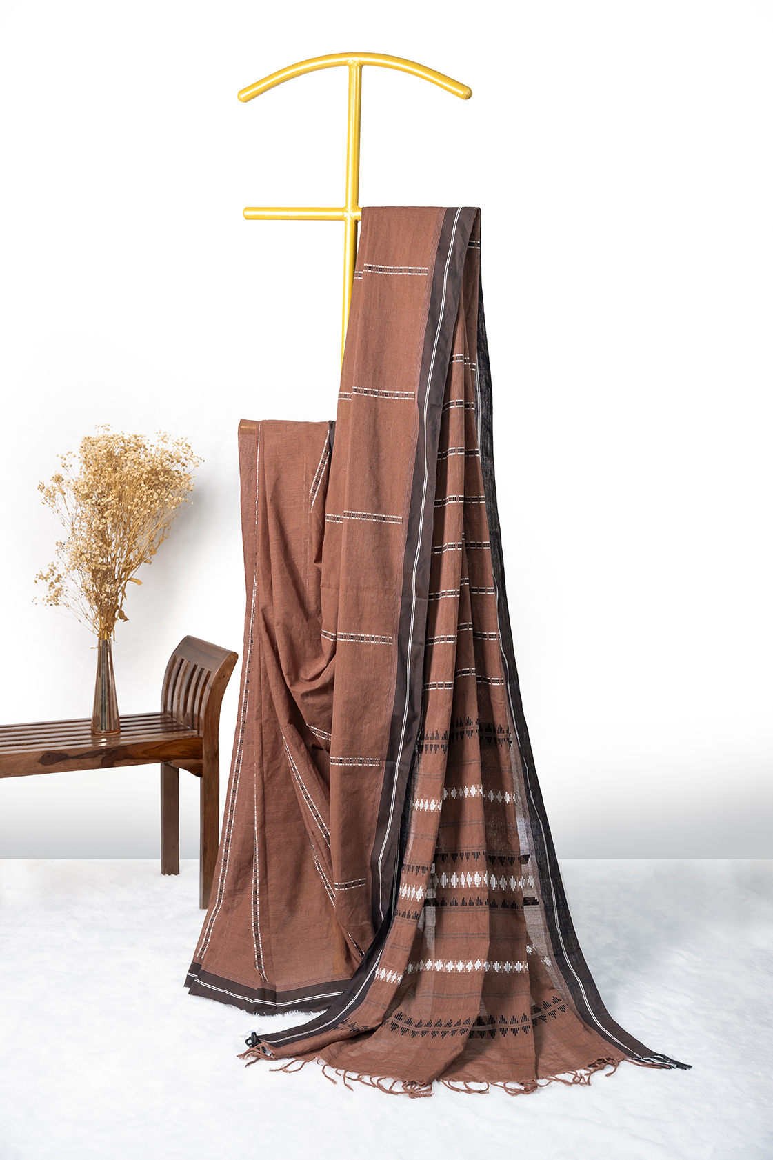 Navy Blue & Brown Saree